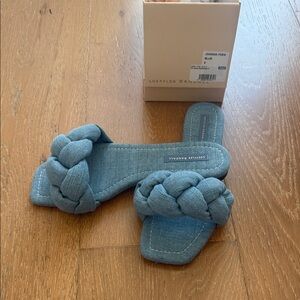Loeffler Randall Denim Blue Braided Slides